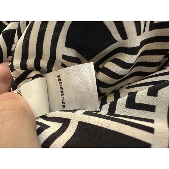 Diane Von Furstenberg 100% Silk Prita Black Geo Striped Shirt Dress Women’s sz 4 - Picture 8 of 11